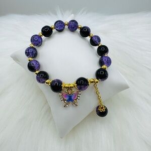 Butterfly Taro Swirl Beaded Bracelet Charm